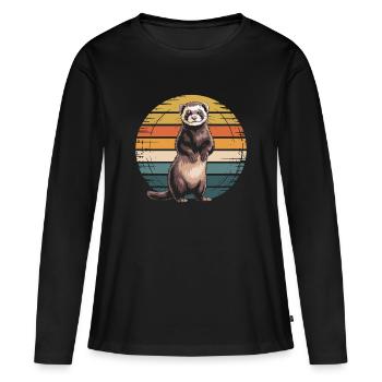 Frettchen - Frauen Premium Bio Langarmshirt - Schwarz - Vorne - Julia (174cm)