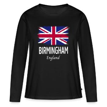 Birmingham - T-shirt manches longues Premium bio Femme - noir - Devant - Julia (174cm)