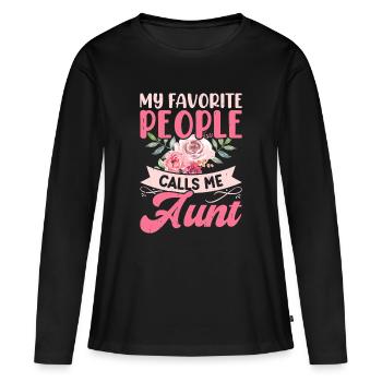 Tante Cadeau Meilleure Tante Du Monde - T-shirt manches longues Premium bio Femme - noir - Devant - Julia (174cm)