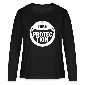PRENDRE UNE PROTECTION - T-shirt manches longues Premium bio Femme - noir - Devant - Julia (174cm)