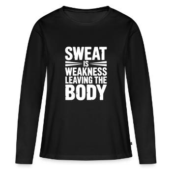 La transpiration est une faiblesse qui quitte le corps - T-shirt manches longues Premium bio Femme - noir - Devant - Julia (174cm)