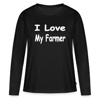 Bauer - Frauen Premium Bio Langarmshirt - Schwarz - Vorne - Julia (174cm)