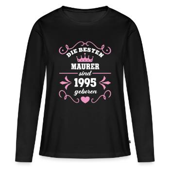 Bricklayer Birthday Vintage 1995 Born 95 - Women's Premium Organic Long Sleeve Shirt - black - Front - Julia (174cm)