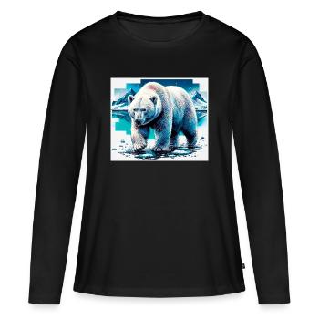 ours blanc - T-shirt manches longues Premium bio Femme - noir - Devant - Julia (174cm)