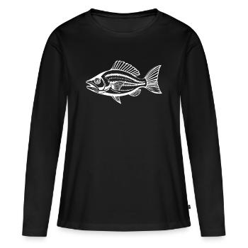 Fish Angler T-shirt Cadeau Angler - T-shirt manches longues Premium bio Femme - noir - Devant - Julia (174cm)