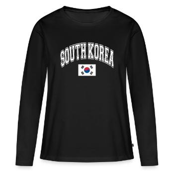 Corée du Sud - T-shirt manches longues Premium bio Femme - noir - Devant - Julia (174cm)