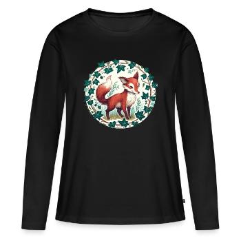 Efeu Fuchs Kreis - Frauen Premium Bio Langarmshirt - Schwarz - Vorne - Julia (174cm)