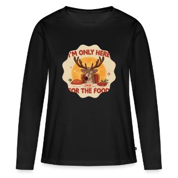 Cerf affamé: ici que pour la bouffe - T-shirt manches longues Premium bio Femme - noir - Devant - Julia (174cm)