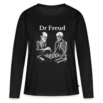 Duel d’échecs Freud avec squelette - T-shirt manches longues Premium bio Femme - noir - Devant - Julia (174cm)