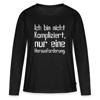 Pas compliqué – défi - T-shirt manches longues Premium bio Femme - noir - Devant - Julia (174cm)