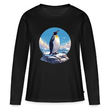 Pingouins Pingouin - T-shirt manches longues Premium bio Femme - noir - Devant - Julia (174cm)