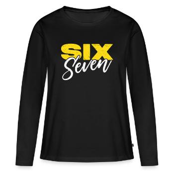 six sept - T-shirt manches longues Premium bio Femme - noir - Devant - Julia (174cm)