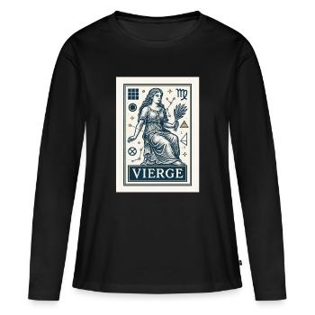Signe astrologique de la Vierge - Astrologie - T-shirt manches longues Premium bio Femme - noir - Devant - Julia (174cm)