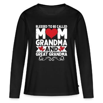 Oma Mama Geschenk Weihnachtsgeschenke Großmutter  - Frauen Premium Bio Langarmshirt - Schwarz - Vorne - Julia (174cm)