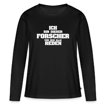 Profession : Chercheur - T-shirt manches longues Premium bio Femme - noir - Devant - Julia (174cm)