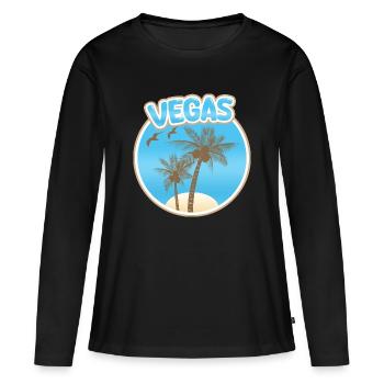 Vacances à Vegas - T-shirt manches longues Premium bio Femme - noir - Devant - Julia (174cm)