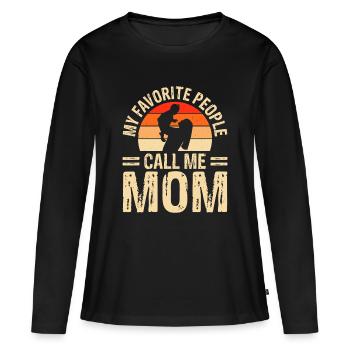 Mama Muttertag Geschenk Weihnachtsgeschenke   - Frauen Premium Bio Langarmshirt - Schwarz - Vorne - Julia (174cm)