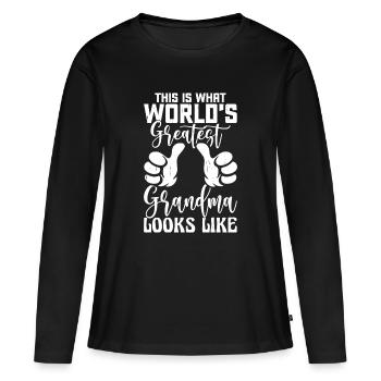 Cadeau de fête des mères de grand-mère Cadeaux de Noël - T-shirt manches longues Premium bio Femme - noir - Devant - Julia (174cm)