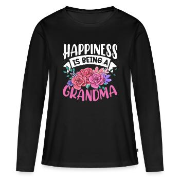 Cadeau de fête des mères de grand-mère Cadeaux de Noël - T-shirt manches longues Premium bio Femme - noir - Devant - Julia (174cm)