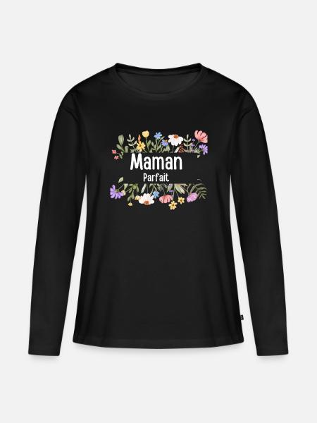 Perfekte Blumenmutter - Frauen Premium Bio Langarmshirt - Schwarz