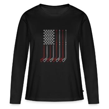 Para hockey sur glace handicap - T-shirt manches longues Premium bio Femme - noir - Devant - Julia (174cm)