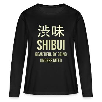 Shibui Minimalisme Épuré - T-shirt manches longues Premium bio Femme - noir - Devant - Julia (174cm)