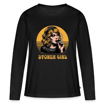 Fille stoner - T-shirt manches longues Premium bio Femme - noir - Devant - Julia (174cm)