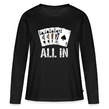 Poker Royal Flush - Conception ALL IN - T-shirt manches longues Premium bio Femme - noir - Devant - Julia (174cm)
