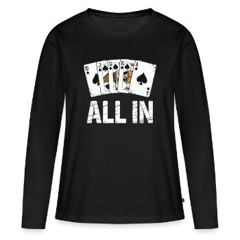 Poker Royal Flush - Conception ALL IN - T-shirt manches longues Premium bio Femme - noir - Devant - Julia (174cm)