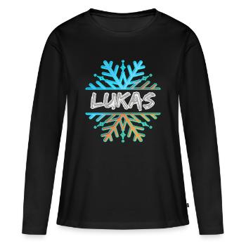 Lukas - Women's Premium Organic Long Sleeve Shirt - black - Front - Julia (174cm)