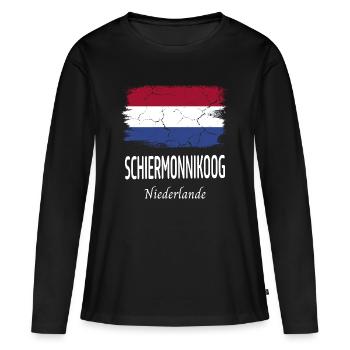Schiermonnikoog - Frauen Premium Bio Langarmshirt - Schwarz - Vorne - Julia (174cm)