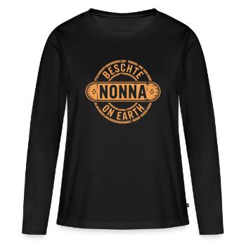 Beschte Nonna Swiss German Italy - Women's Premium Organic Long Sleeve Shirt - black - Front - Julia (174cm)