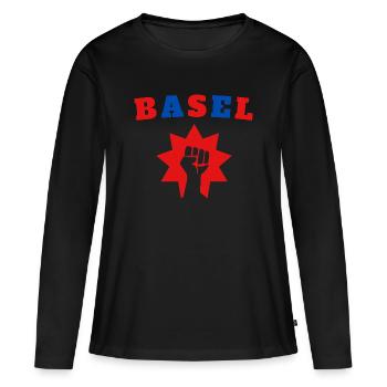 Bâle - T-shirt manches longues Premium bio Femme - noir - Devant - Julia (174cm)