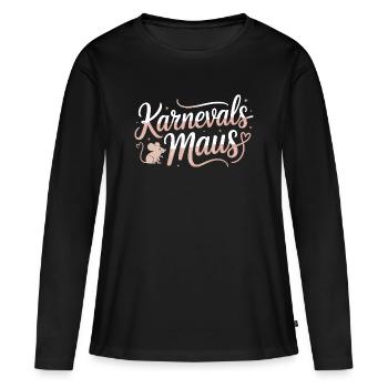 Souris de carnaval Souris de Cologne Souris de carnaval - T-shirt manches longues Premium bio Femme - noir - Devant - Julia (174cm)