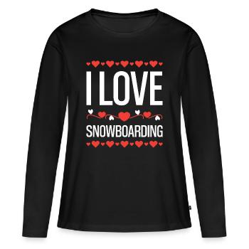 J’adore le snowboard - T-shirt manches longues Premium bio Femme - noir - Devant - Julia (174cm)