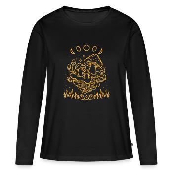 Champignons hallucinogènes et phases de lune Spiritual Boho - T-shirt manches longues Premium bio Femme - noir - Devant - Julia (174cm)