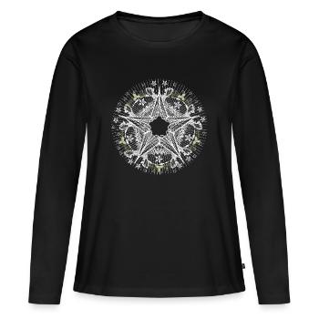 Poinsettia à l’aspect dentelle filigrane - T-shirt manches longues Premium bio Femme - noir - Devant - Julia (174cm)