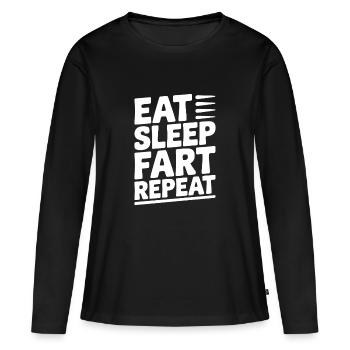 Manger dormir pet répéter - T-shirt manches longues Premium bio Femme - noir - Devant - Julia (174cm)