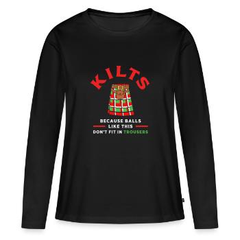 Schottenrock Schottland Ecosse Kilt - T-shirt manches longues Premium bio Femme - noir - Devant - Julia (174cm)