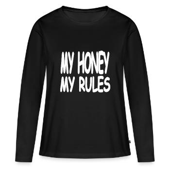 Honig - Frauen Premium Bio Langarmshirt - Schwarz - Vorne - Julia (174cm)