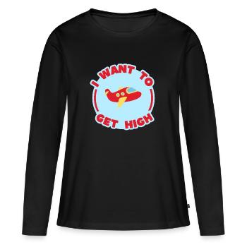 ICH WILL HIGH WERDEN - Frauen Premium Bio Langarmshirt - Schwarz - Vorne - Julia (174cm)