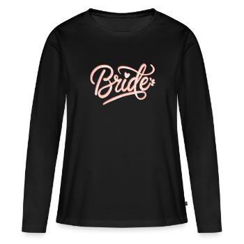 Police de paillettes de mariée - T-shirt manches longues Premium bio Femme - noir - Devant - Julia (174cm)