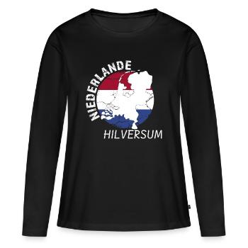 Hilversum - Frauen Premium Bio Langarmshirt - Schwarz - Vorne - Julia (174cm)
