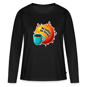 Soleil Pas de Café Pas de Fusion - T-shirt manches longues Premium bio Femme - noir - Devant - Julia (174cm)