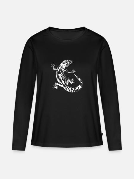 Schwarzweiß Echse Silhouette Leopardgecko - Frauen Premium Bio Langarmshirt - Schwarz