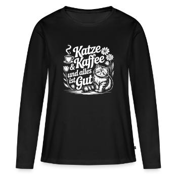 Le café Katz et tout va bien - T-shirt manches longues Premium bio Femme - noir - Devant - Julia (174cm)
