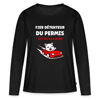 Driver's license humor - Women's Premium Organic Long Sleeve Shirt - black - Front - Julia (174cm)