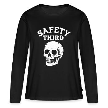 Sécurité Troisième Crâne Drôle Sécurité Troisième - T-shirt manches longues Premium bio Femme - noir - Devant - Julia (174cm)