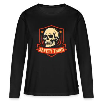 Sécurité Troisième Insigne Crâne Sécurité Troisième - T-shirt manches longues Premium bio Femme - noir - Devant - Julia (174cm)