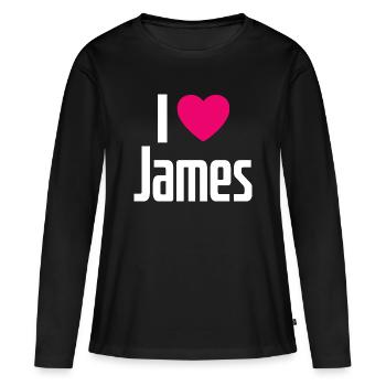 J’aime James Coeur rose J’aime James - T-shirt manches longues Premium bio Femme - noir - Devant - Julia (174cm)